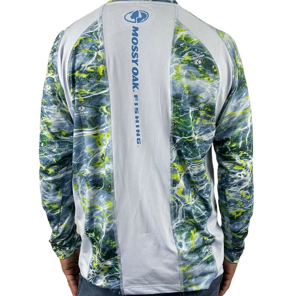 Mossy Oak Shirt Mens LS Fishing 2XL Vented Tech Tee Upf 40+ Wick Yellowtail Nwt - Picture 3 of 9